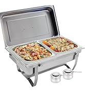 Sterno Foldable Frame Stainless Steel Chafing Dish Buffet Set, 8 Quart, Silver