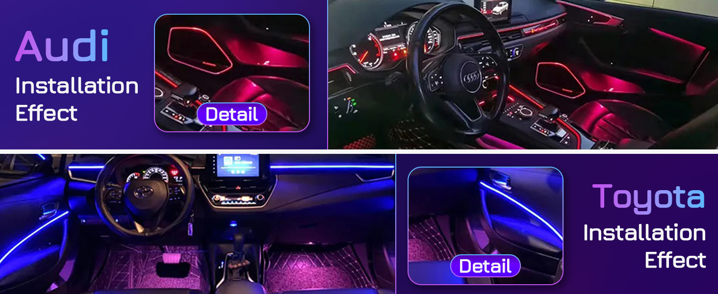 Car Ambient Lighting Kit Acrylic Interior Car LED Strip Light