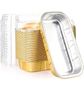 EUSOAR Disposable Ramekins with Lids, Gold 20.9oz 50pcs Mini Cake Pans with Lids,Disposable Bread...