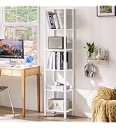 YUFAM 66in Tall Bookshelf 6-Tier Small Narrow Bookcase, Skinny Book Shelf for Small Space, Farmho...