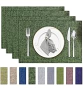 Niviy Placemats, Linen Placemats Set of 4, 12x18 Inch Heat Resistant Table Cloth Place Mats Easy ...