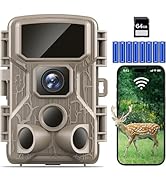 Punvoe Trail Camera WiFi 4K 64MP with 64GB Memory Card 8 Batteries and Night Vision Ip67 Waterpro...