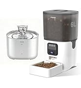 FGID 6L Automatic Feeder Cat Dry Food with Camera + 2.2L Wired Cat Water Fountian Set for Dog and...