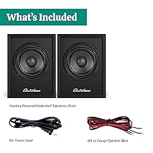 Electrohome Huntley Powered Bookshelf Speakers with Built-in Amplifier and 3" Drivers for Turntable