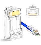 Awishwell Cat6 RJ45 Connectors 100 Pack, RJ45 Pass Through Connector Network Connector, Cat5 Cat6...