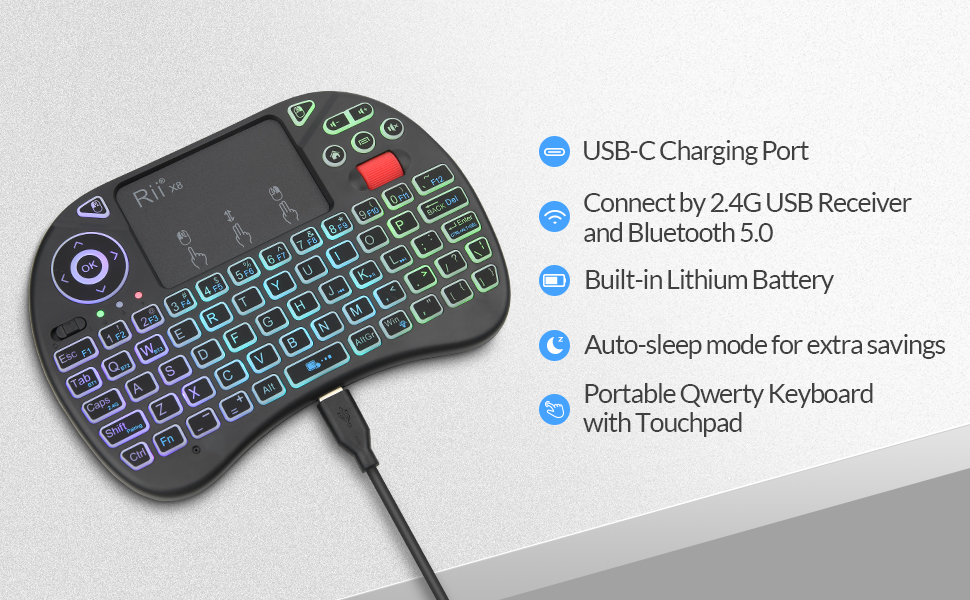 Bluetooth Keyboard with Rechargeable Lithium battery