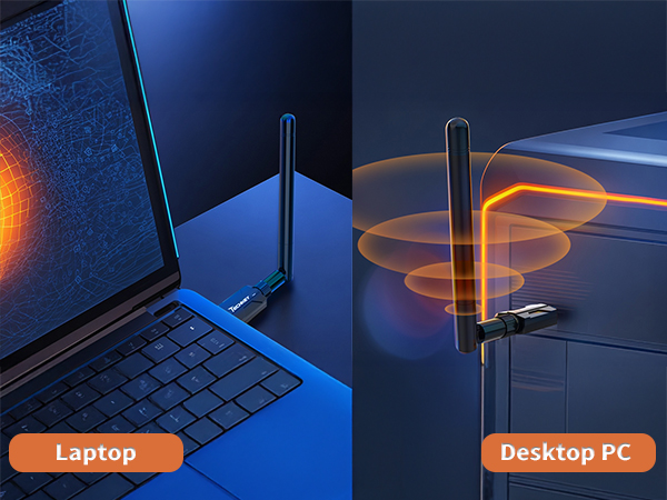 USB Bluetooth 5.4 Adapter for Desktop PC: Long Range Wireless Dongle with 5dBi Antenna Plug & Play