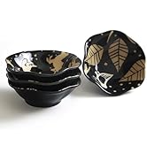 AYFDISHS 4 Inch Ceramic Dipping Bowls,Flower Snack Bowls Soy Sauce Dish for Sushi Appetizer Plate...