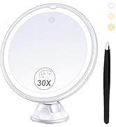 Magnifying Mirror with Light 30X, Lighted Makeup Mirror 30X for Precision Makeup, 3 Color Modes a...