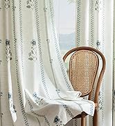 Luxury Light Filtering Floral Curtains: Linen Curtains for Living Room Bedroom Dining Room - 95 I...