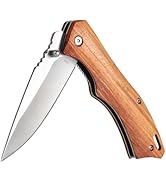 Harita Pocket Knife Folding Knife Wood Handle edc Stainless Steel Blades Double Thumb Stud with B...