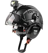 GREEN DEVIL Hard Hat Safety Helmet with Rechargeable Headlamp Light and Visor Ear Muffs Vented Wo...