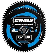 CRALY 7-1/4 Inch 60 Teeth Ultra Fine Finish Wood Cutting Circular Saw Blade, 5/8 Inch Arbor, Carb...
