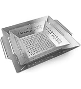Grill baskets for outdoor grill vegetables,Large and small size sets,Stainless Steel Vegetable Gr...