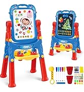Art Easel for Kids - Adjustable Double-Sided Rotatable Magnetic White Board with Painting Accesso...