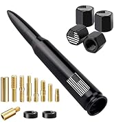 American Flag Car Truck Antenna with Valve Stem Caps, Universal Antenna Mast for GM Chevy Silvera...