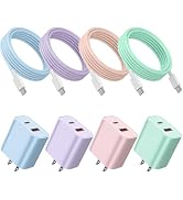 4Pack for iPhone 15 16 17 Charger Fast Charging 20W Dual Port USB C Charger | Type C Charger Fast...