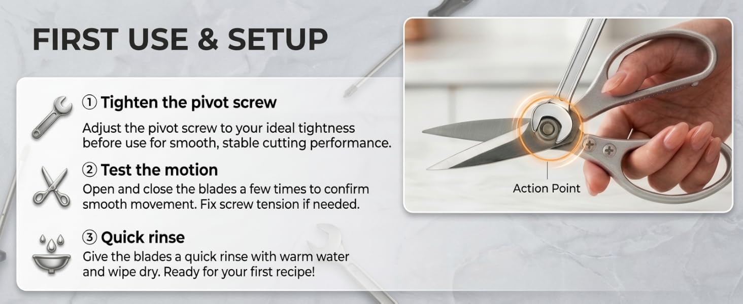 Kitchen scissors first use setup guide