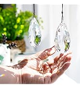 Set 2 Crystal Prism Clear Faceted Glass Olive Prisms Chandelier Crystal Hanging Ornaments DIY Sun...