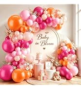 Zesliwy Hot Pink Orange Balloons Arch Kit, Latex, Confetti, Party Decor | Pastel/Light Orange Pin...