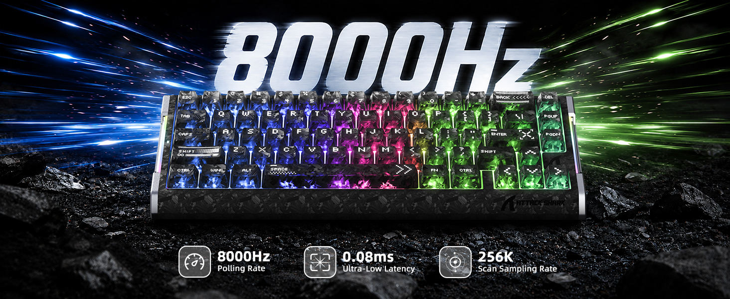 ATTACK SHARK R68 HE 60% Wired Rapid Trigger 8K Mechanical RGB Gaming Keyboard with 0.005mm Accuracy