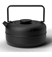 Toptier Teapot with Removable Infuser, Cast Iron Tea Kettle Stovetop Safe, Solid Geometry Cylinde...