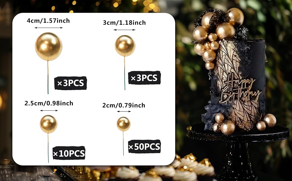 Gold Ball Cake topper