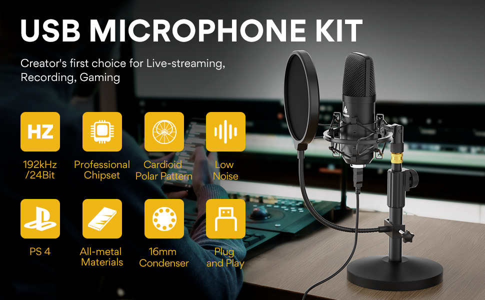 maono usb microphone kit AU A04T