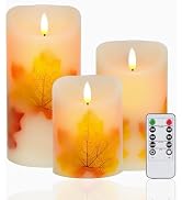 Verdzo Flameless LED Candles with Remote, Set of 3 Flickering Flameless Candles Battery Operated ...