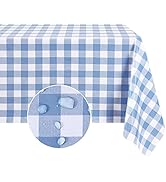 Romanstile Rectangle Vinyl PVC Tablecloth, 100% Waterproof Buffalo Plaid Plastic Table Cloth, Oil...