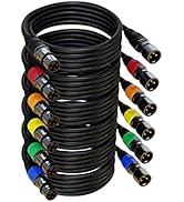 AuxLink XLR Cables, XLR Microphone Cable 25 ft 6 Pack, Gold-Plated 3-pin XLR Speaker Cable Male t...