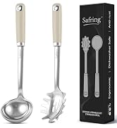 Safring Stainless Steel Soup Ladle and Spaghetti Spoon Set, Heat Resistant Rubber Handle, Dishwas...