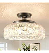 Lamomo Semi Flush Mount Ceiling Light,Upgraded Larger Bronze Hallway Light Fixture,3-Bulb Globe G...