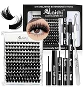 Lash Clusters Kit, DIY 3D Cluster Eyelash Extensions 10-18mm,144pcs Fluffy D Curl Soft Natural La...
