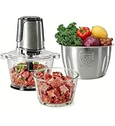 Simple Deluxe 450W Electric Meat Grinders, Mini Food Processor &amp; Food Chopper with 2 Bowls (8 Cup...