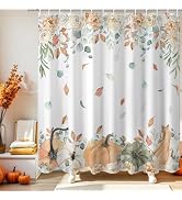 Mocsicka Fall Shower Curtain Autumn Pumpkin Shower Curtain Maple Leaf Floral Pumpkin Thanksgiving...