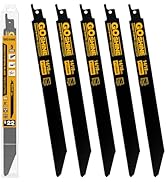 5 Pack 9 inch 14/18TPI Reciprocating Saw Blades, M42 Teeth with Cobalt Bi-Metal Blades,for Automa...