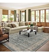 Machine Washable Living Room Rug: 8x10 Area Rugs for Bedroom Vintage Stain Resistant Non Slip Low...