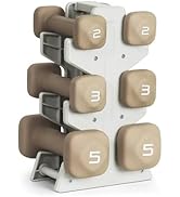 Tone Fitness Neoprene Dumbbell Set with Storage Rack – Non-Slip, Anti-Roll Hand Weights for Home ...