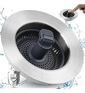Hygie Rinse Kitchen Sink Drain Strainer 3-in-1 Sink Stopper 304 Stainless Steel Pop Up Sink Strai...