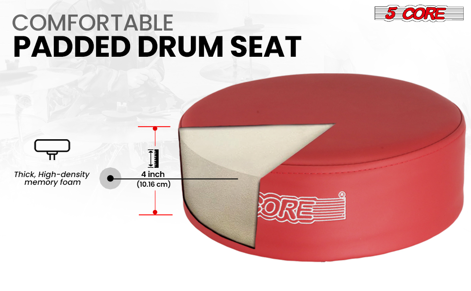 Professional Drum Throne, Seat Swivel Height Adjustable Chair Heavy Duty Stool for Drummer