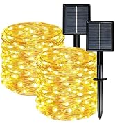 Solar String Lights Outdoor Waterproof 2 Pack Total 66ft 200LED 8 Modes Twinkle Lights Solar Fair...