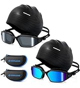 Odoland Swim Goggles Swimming Cap with Goggles Case, UV Protection Swimming Goggles, Silicone Swi...