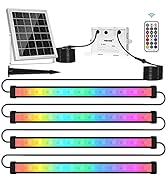 MEIKEE Solar RGBW LED Wall Washer Light 4 in 1, IP66 Waterproof Color Changing Solar LED Strip Li...