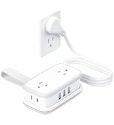 Travel Power Strip with USB Ports, NTONPOWER Travel Essentials 4 Outlets 3 USB with 4FT Wrapped E...