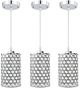 Ascher 3 Pack Crystal Ceiling Pendant Lighting,Crystal Lamp Shade, Adjustable Chrome Hanging Ligh...