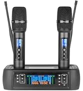 Doslnlya Professional UHF Wireless Microphone System with Magnetic Induction Charging, 20m Range,...