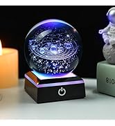 YU FENG 3D Solar System Crystal Ball for Kids Unique Led Laser Engraved Ball with Colorful Illumi...