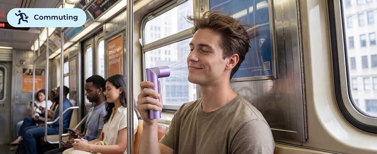 mini personal fan for hot weather cooling on the go during travel commuting or outdoor use