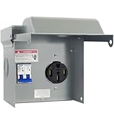 Kinchoix 50 Amp RV Power Outlet Box Temporary Power Outlet with Breaker Outdoor Breaker Box Pre-W...
